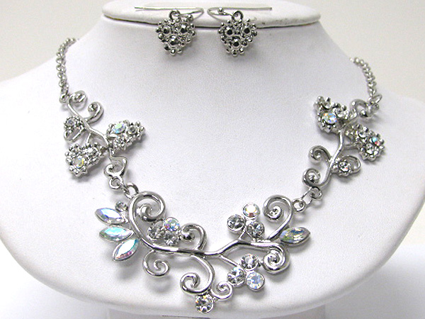 Austrian crystal deco blossom necklace earring set