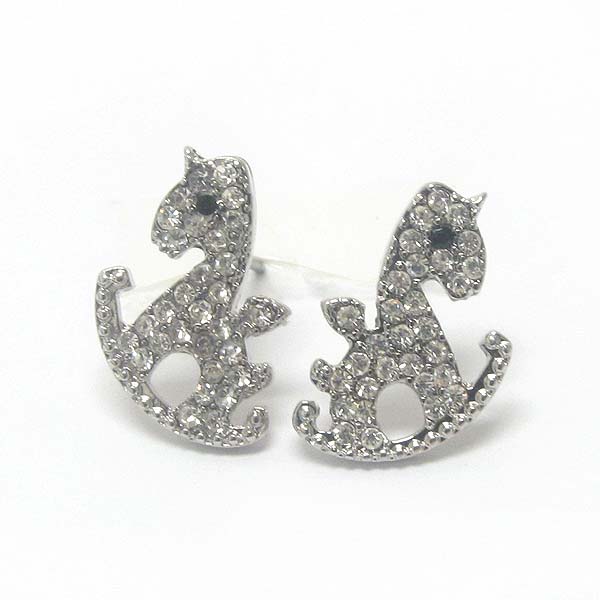 Premier electro plating crystal rocking horse earring