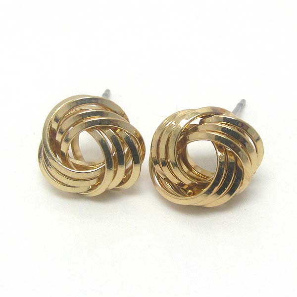 Metal woven ball stud earring