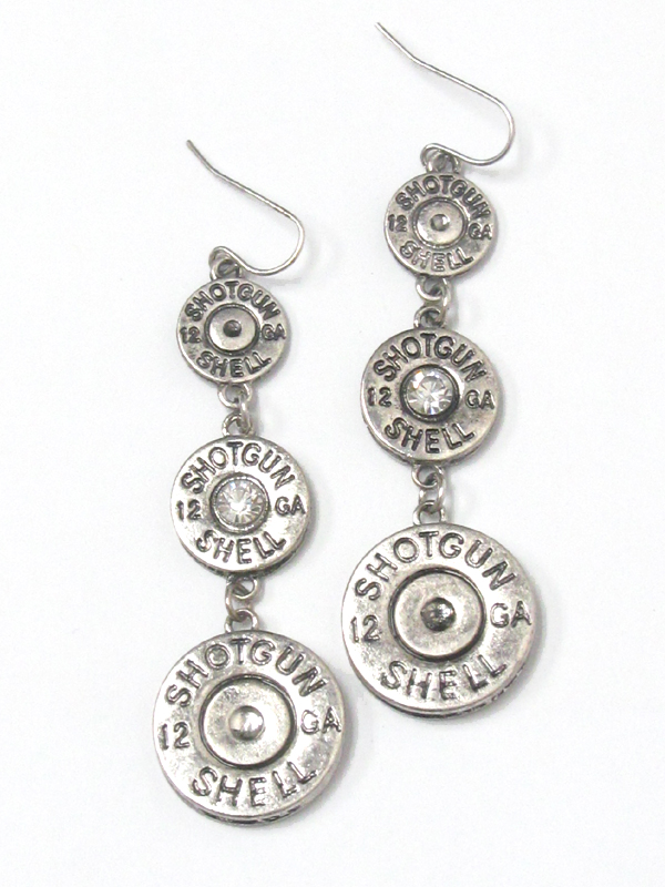 Bullet linked drop fish hook earrings