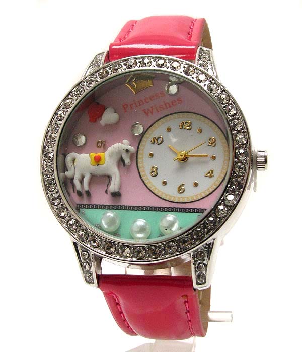 Crystal and miniature princess wishes theme watch