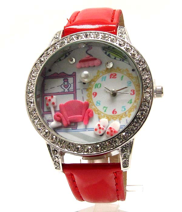 Crystal and miniature princess room deco watch