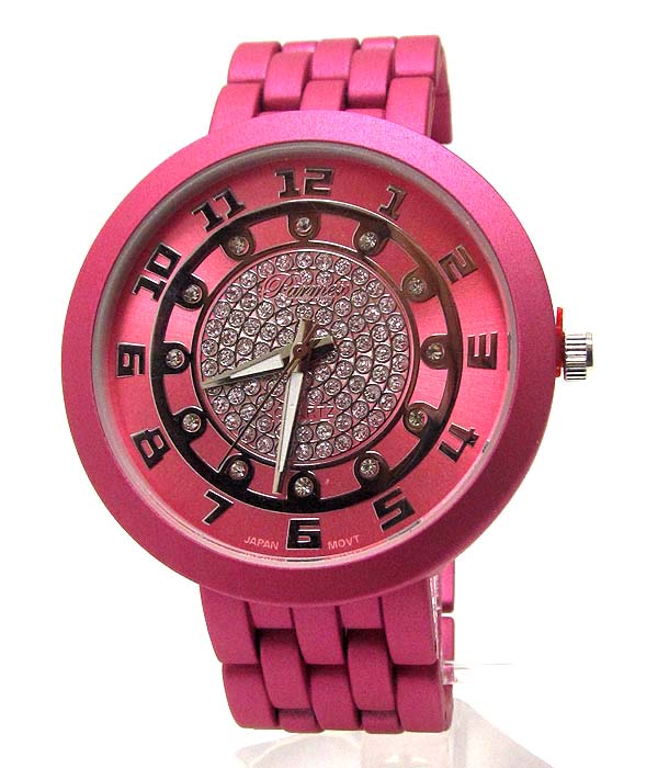 Swarovski crystal and rubberized metal band fossil style watch