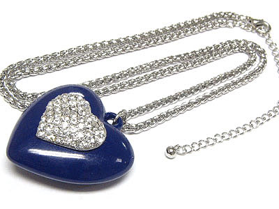 Crystal heart on acryl heart necklace