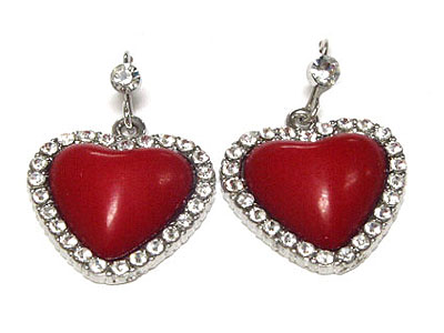 Crystal and acryl heart earring