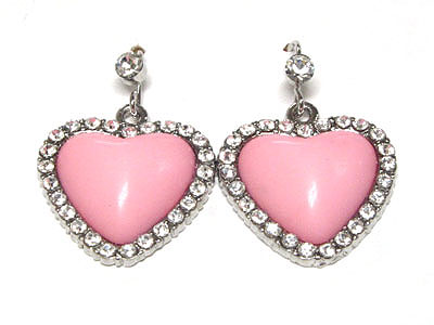 Crystal and acryl heart earring