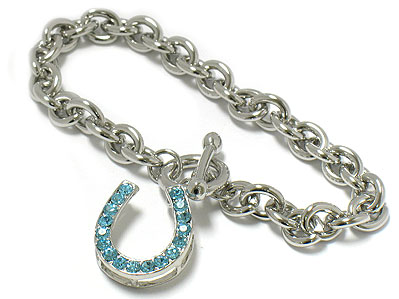 Crystal horse shoe dangle bracelet