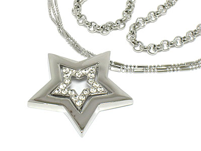 Crystal dual heart long necklace