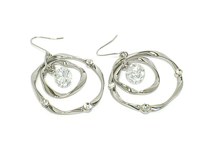 Cubic ball and dual hoop earring - hoops