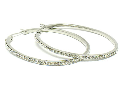 Crystal side hoop earring - hoops