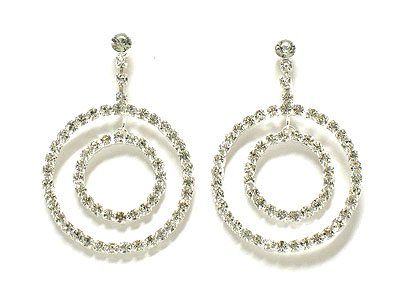 Rhinestone dual round drop earring