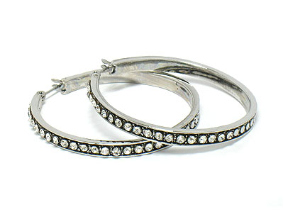 Crystal side hoop earring - hoops