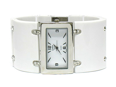 Crystal joint acryl bar link fashion watch