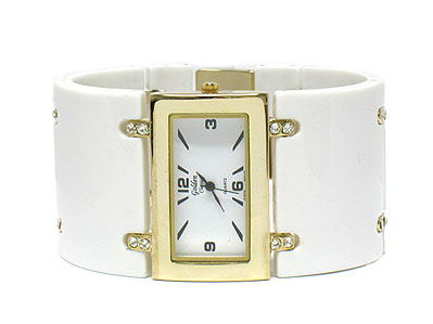 Crystal joint acryl bar link fashion watch