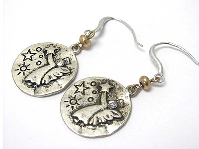 Gurdian angel round metal earring