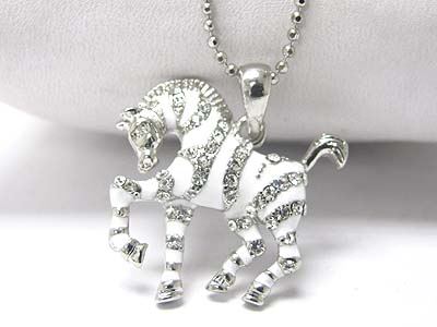 Crystal zebra pendant necklace 