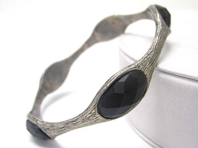 Anyique look facet stone burnish metal metal bangle