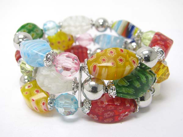 Triple low fossil candy beads stretch bracelet