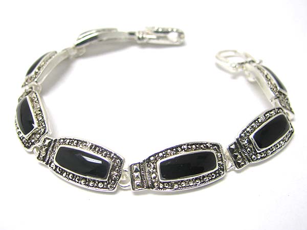 Acrylic stone and metal textured magnetic clasp bracelet