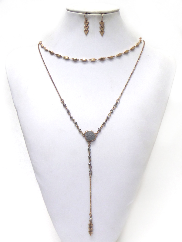 Two layer beads drop necklace set