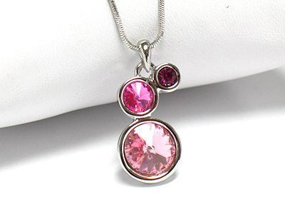 Made in korea whitegold plating triple crystal bubble necklace