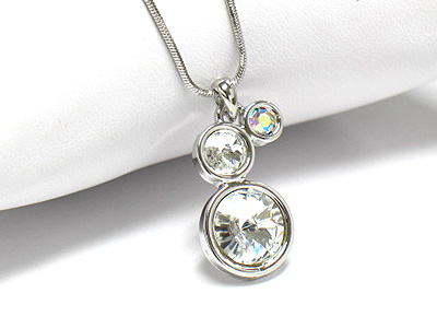 Made in korea whitegold plating triple crystal bubble necklace