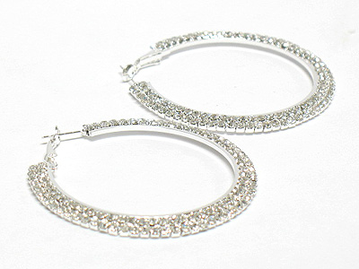 Double row rhinestone hoop earring - hoops