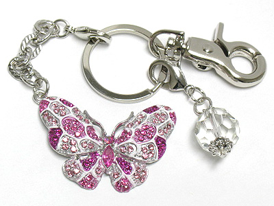 Crystal deco hand paint butterfly key chain charm