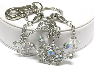 Crystal crown key chain charm