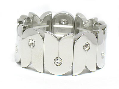 Crystal stud metal link stretch bracelet