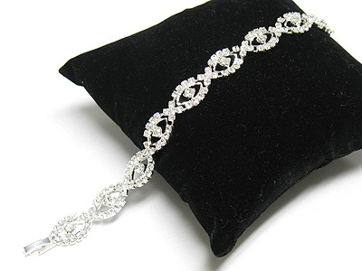 Curved line rhinestone link bracelet