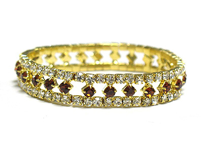 Double line rhinestone stretch bracelet