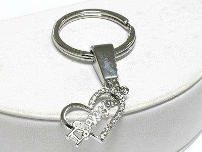 Crystal heart key charm