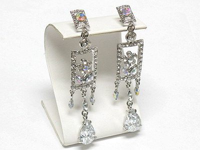 Cubic and crystal drop earring