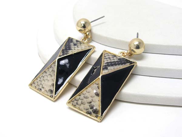 Epoxy and snake skin deco rectangular earring