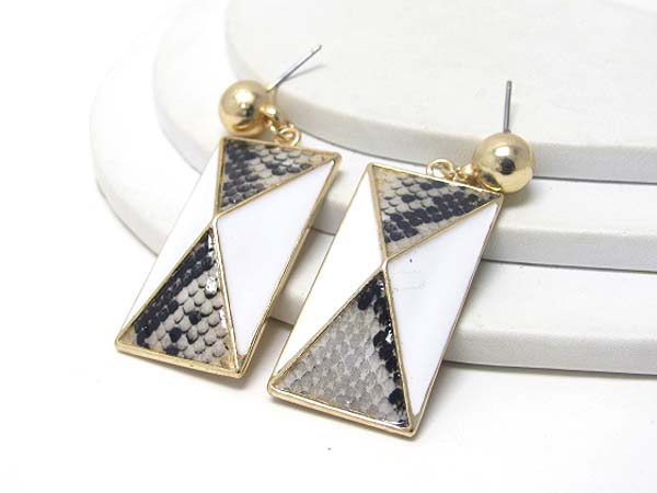 Epoxy and snake skin deco rectangular earring