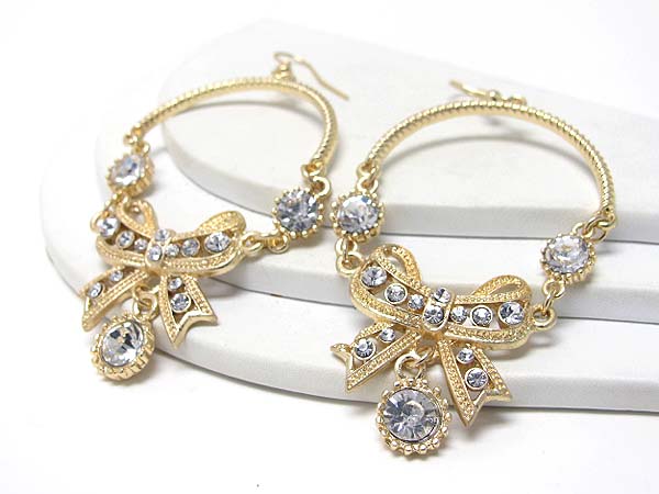 Crystal and ribbon link hoop earring - hoops