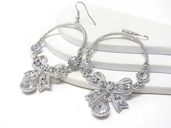 Crystal and ribbon link hoop earring - hoops