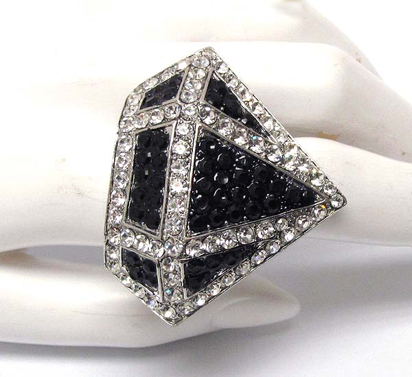 Crystal stud puffy diamond stretch ring