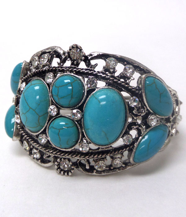 Crystal and turquoise mix stretch bracelet