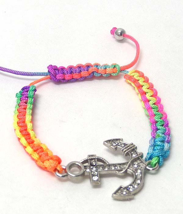 Crystal anchor friendship bracelet