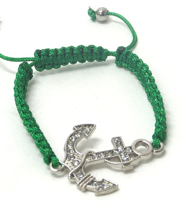 Crystal anchor friendship bracelet