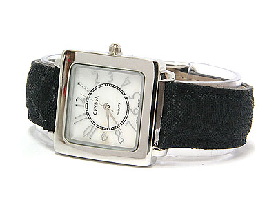 Designer pattern inspired leather band watch