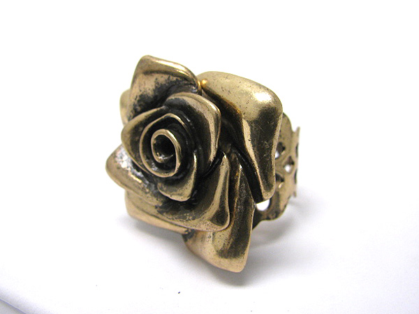 Metal sculpure flower adjustable ring