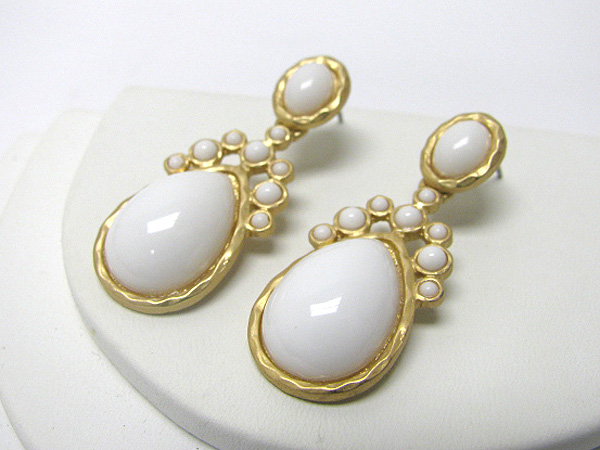 Acryl stone deco tear drop earring