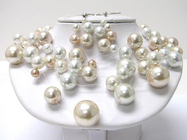 Pearl ball illusion necklace set