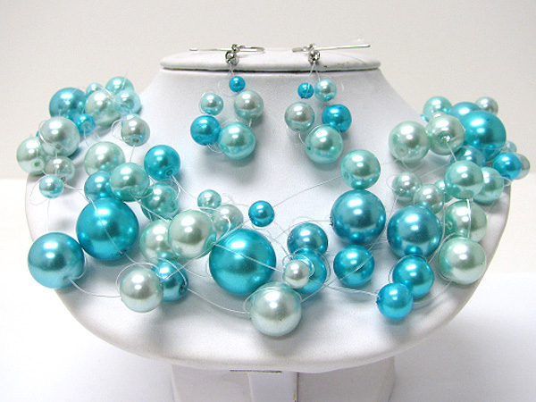 Pearl ball illusion necklace set