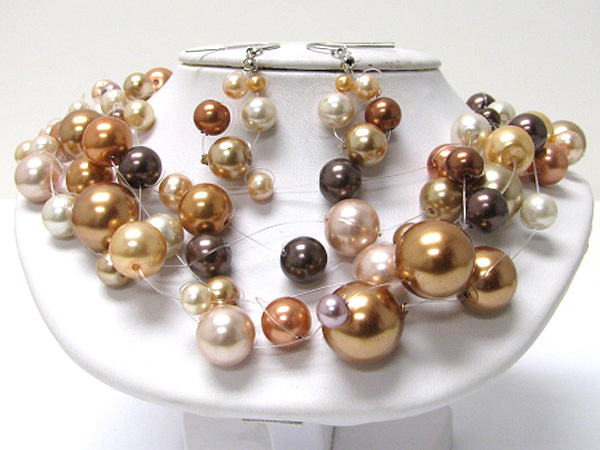 Pearl ball illusion necklace set