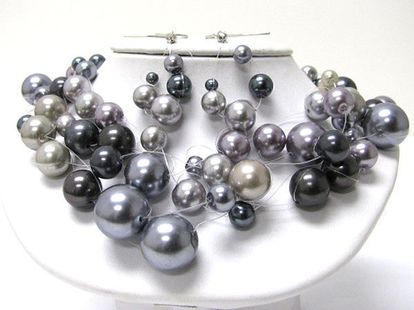 Pearl ball illusion necklace set