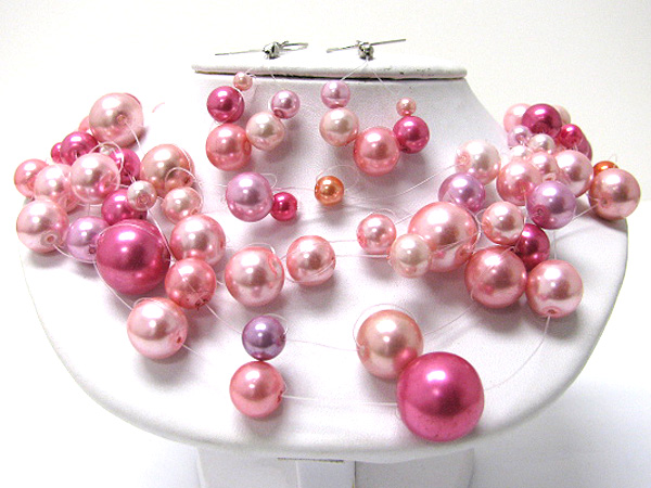 Pearl ball illusion necklace set